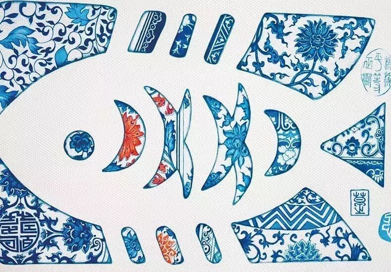 Poissons bleu et blanc · 青花鱼